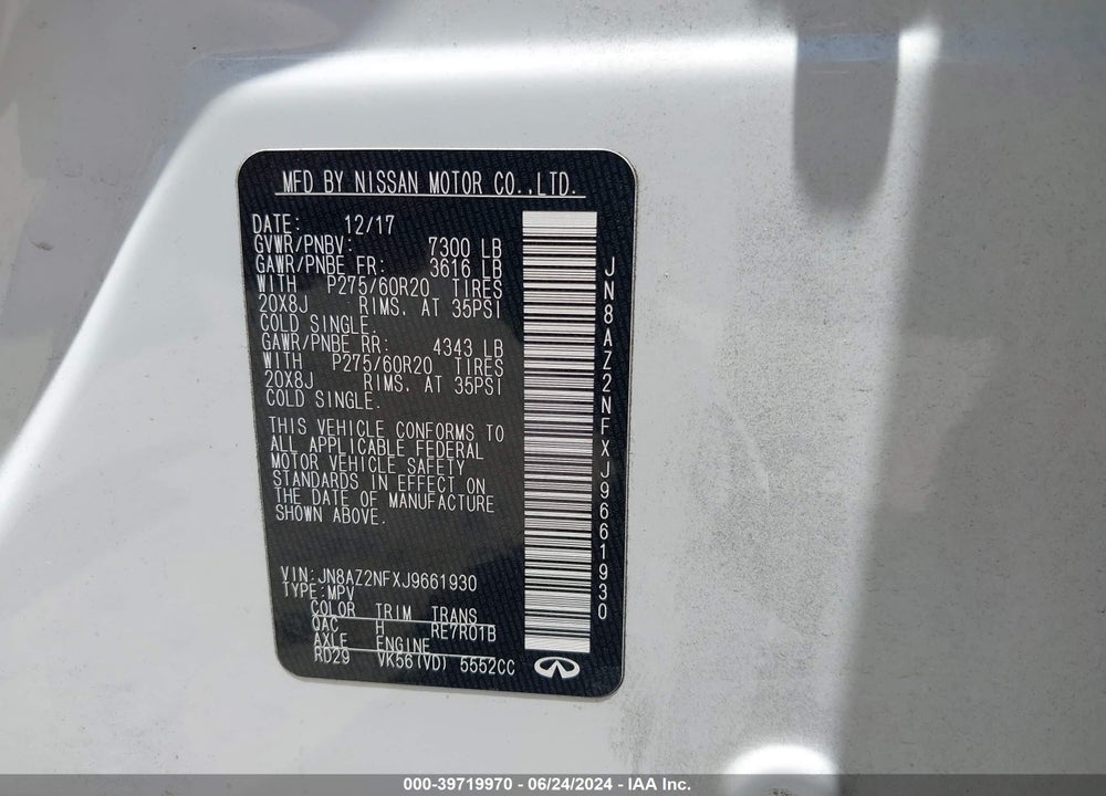 2018 INFINITI QX80 VIN: JN8AZ2NFXJ9661930