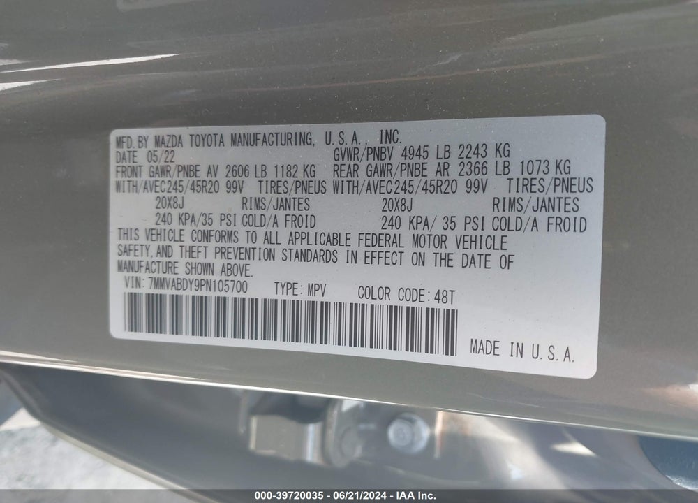2023 MAZDA CX-50 2.5 TURBO PREMIUM VIN: 7MMVABDY9PN105700