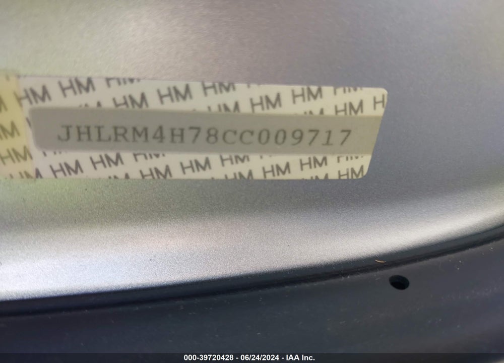 2012 HONDA CR-V EX-L VIN: JHLRM4H78CC009717