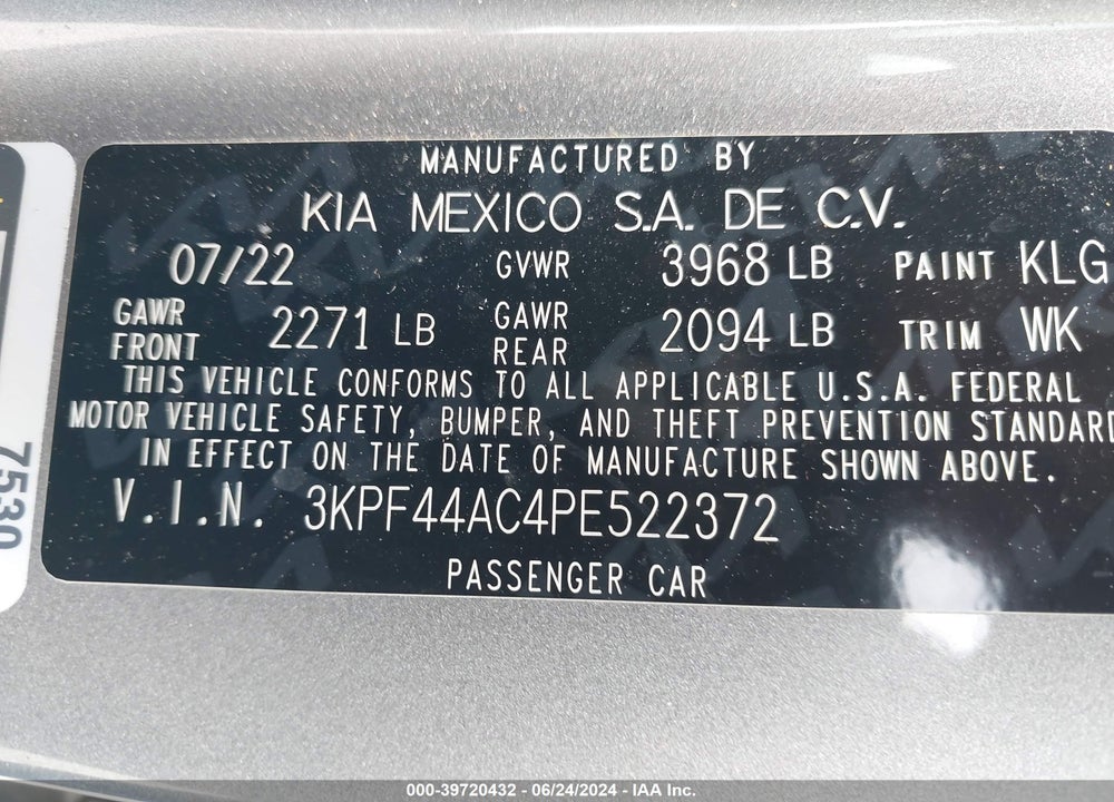 2023 KIA FORTE GT VIN: 3KPF44AC4PE522372