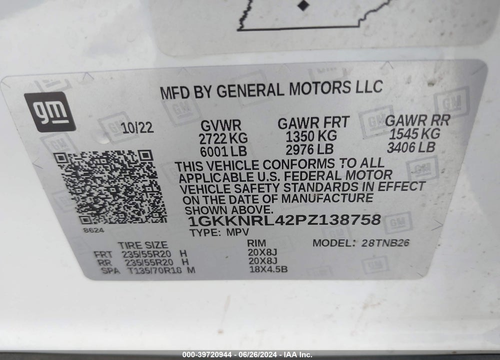 2023 GMC ACADIA AWD SLE VIN: 1GKKNRL42PZ138758