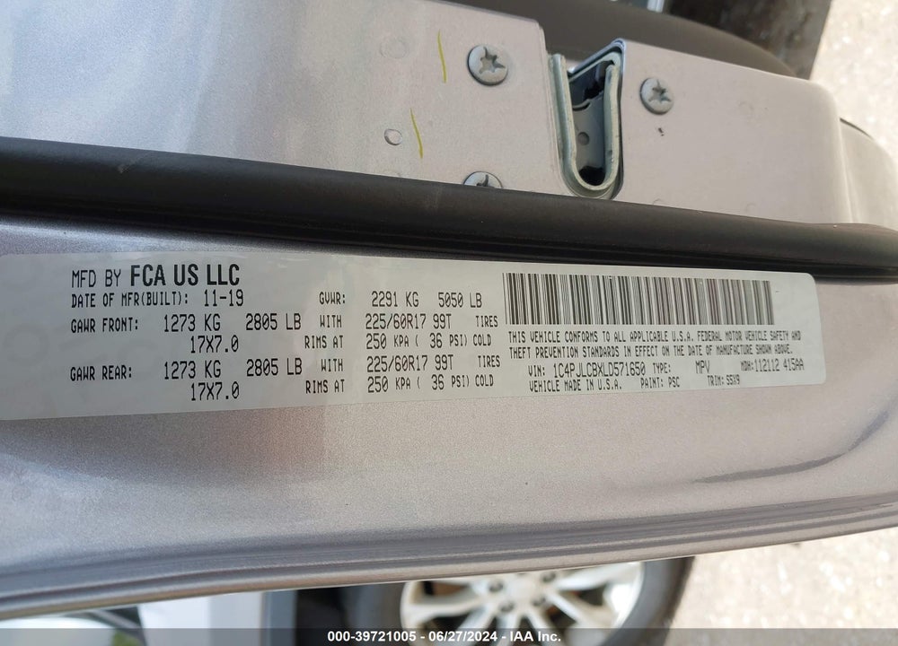 2020 JEEP CHEROKEE LATITUDE FWD VIN: 1C4PJLCBXLD571650