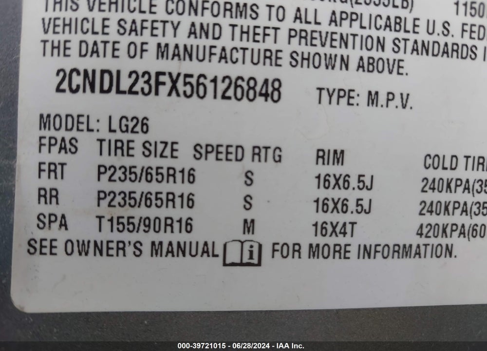 2005 CHEVROLET EQUINOX LS VIN: 2CNDL23FX56126848
