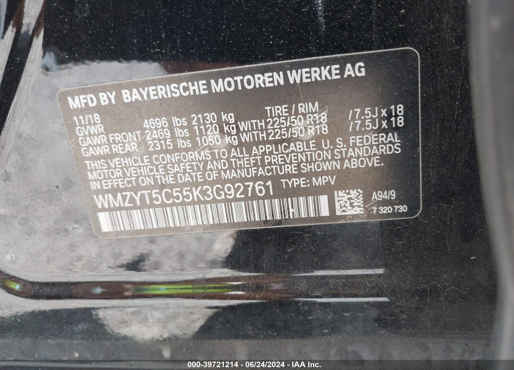 2019 MINI COUNTRYMAN COOPER S VIN: WMZYT5C55K3G92761