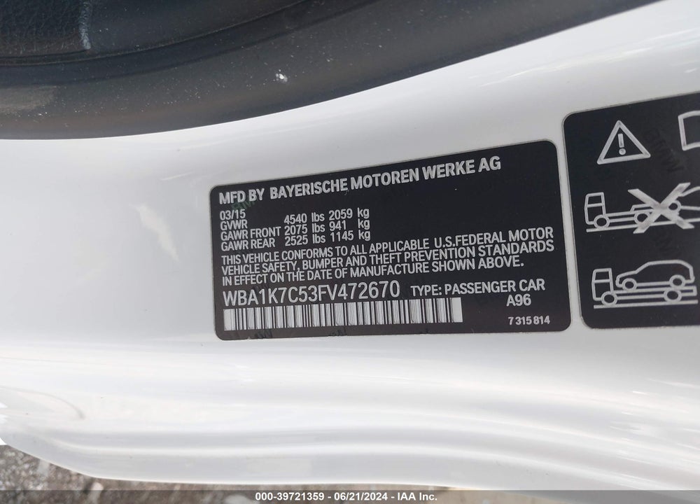 2015 BMW 228I XDRIVE VIN: WBA1K7C53FV472670