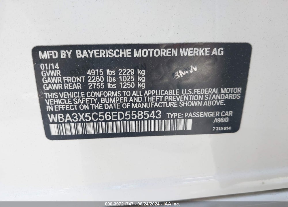2014 BMW 328I GRAN TURISMO XDRIVE VIN: WBA3X5C56ED558543