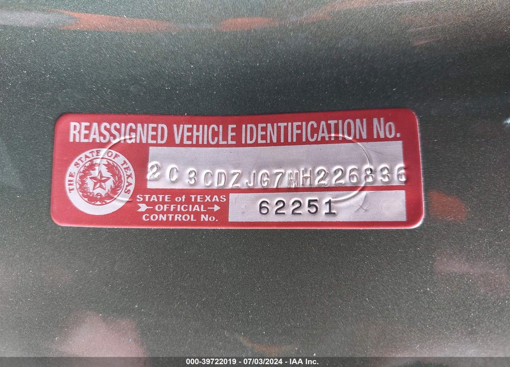 2022 DODGE CHALLENGER GT VIN: 2C3CDZJG7NH226836