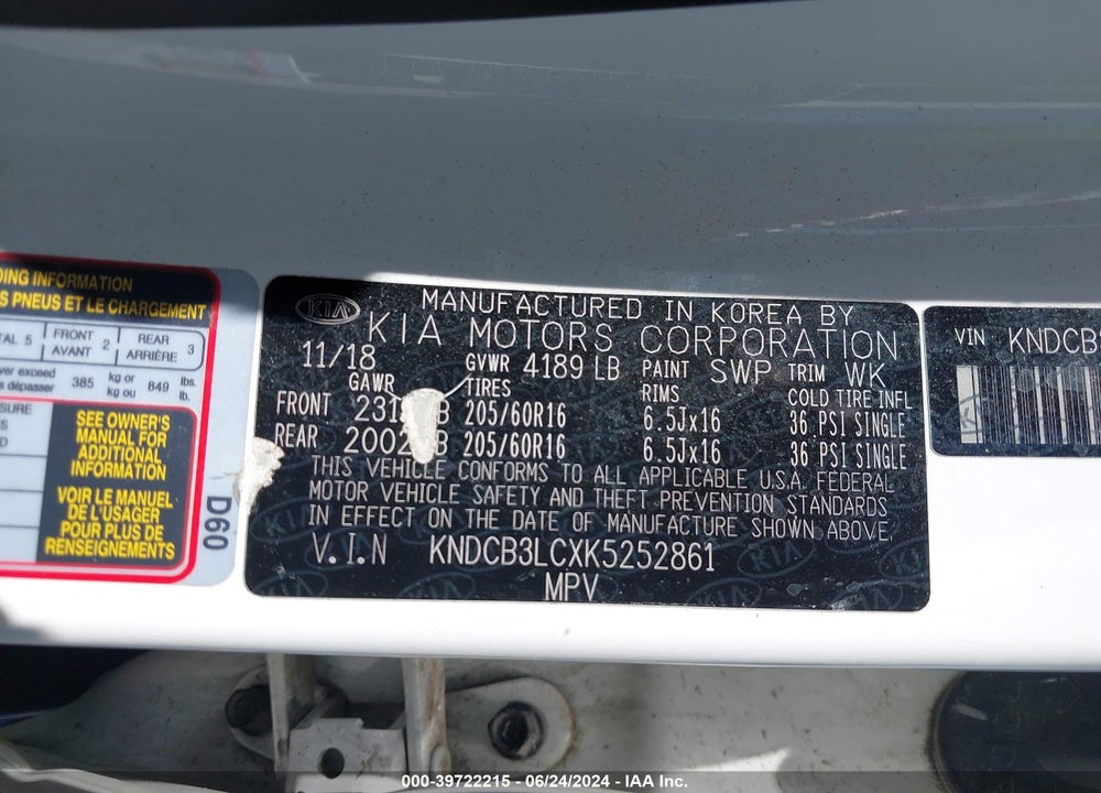 2019 KIA NIRO LX VIN: KNDCB3LCXK5252861
