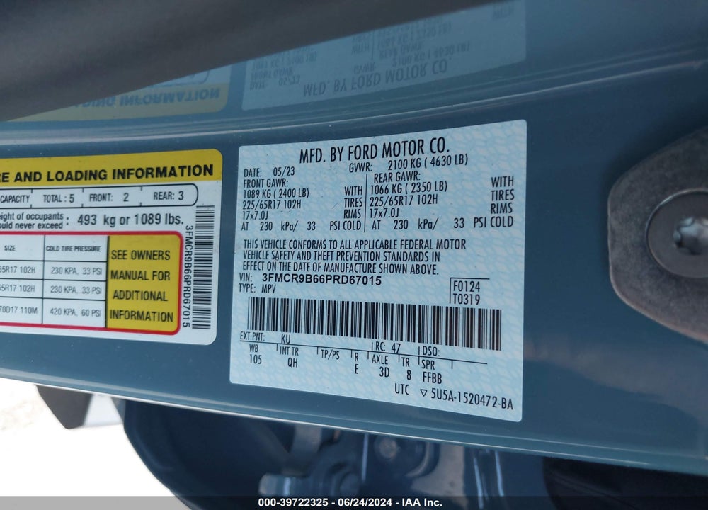 2023 FORD BRONCO SPORT BIG BEND VIN: 3FMCR9B66PRD67015