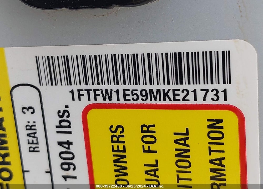 2021 FORD F-150 XLT VIN: 1FTFW1E59MKE21731