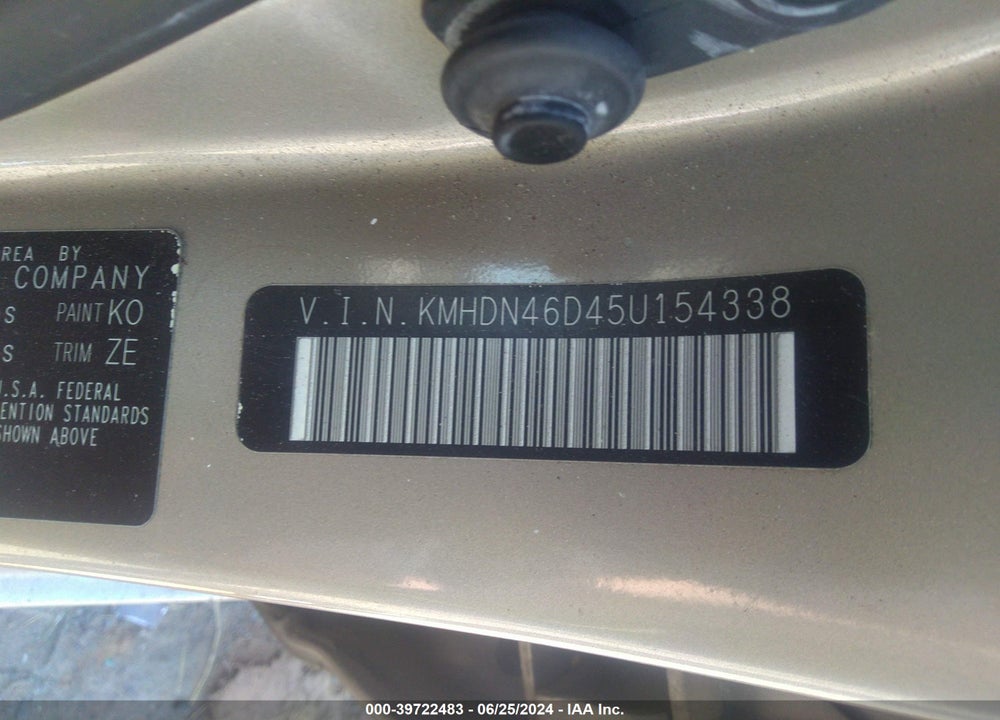 2005 HYUNDAI ELANTRA GLS/GT VIN: KMHDN46D45U154338