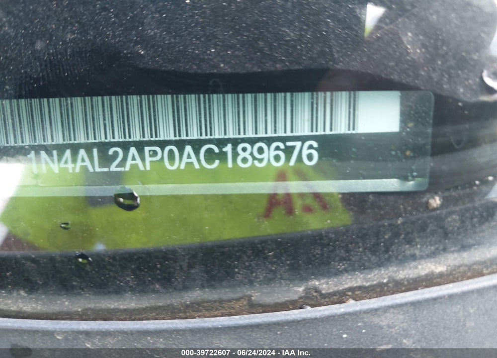 2010 NISSAN ALTIMA 2.5 S VIN: 1N4AL2AP0AC189676