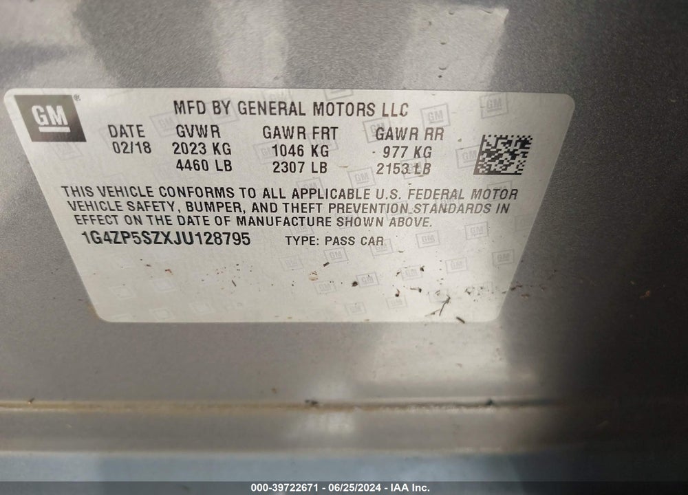 2018 BUICK LACROSSE ESSENCE VIN: 1G4ZP5SZXJU128795