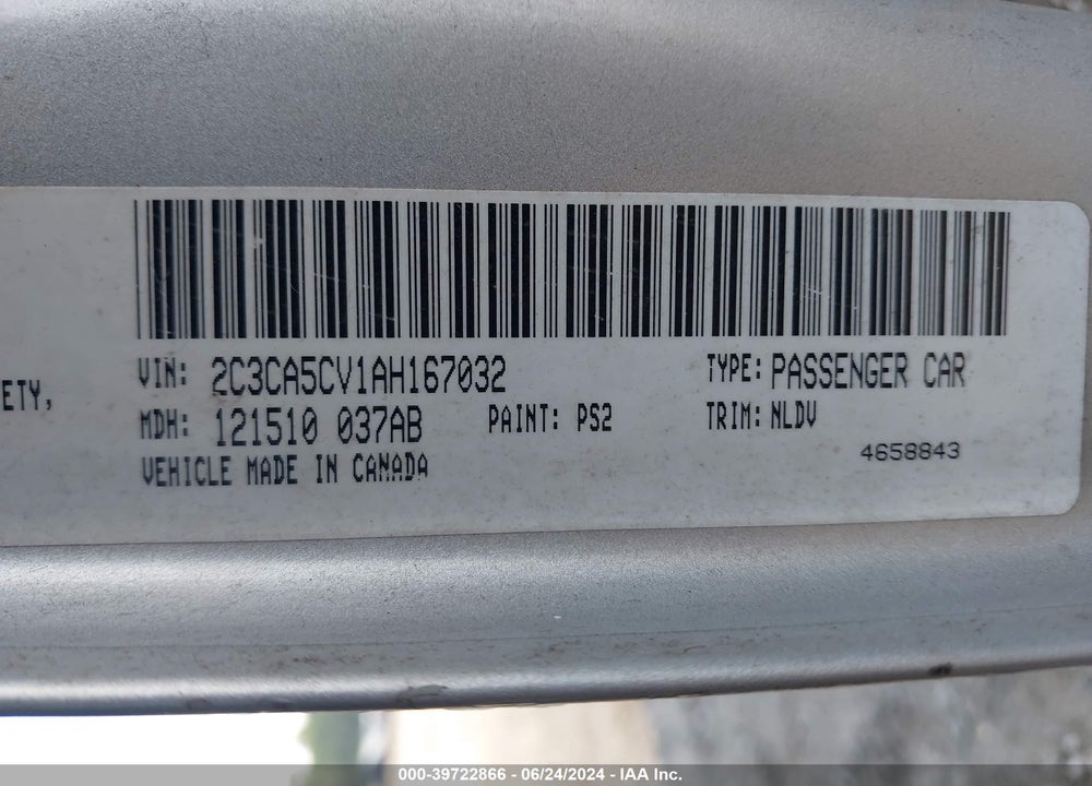 2010 CHRYSLER 300 TOURING/SIGNATURE SERIES/EXECUTIVE SERIES VIN: 2C3CA5CV1AH167032