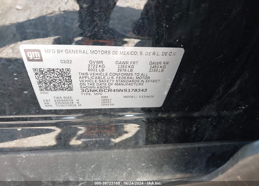 2022 CHEVROLET BLAZER FWD 2LT VIN: 3GNKBCR45NS178343