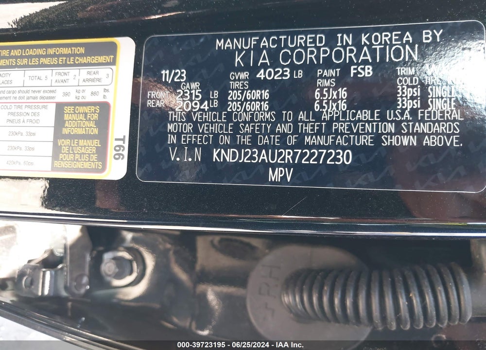 2024 KIA SOUL LX VIN: KNDJ23AU2R7227230