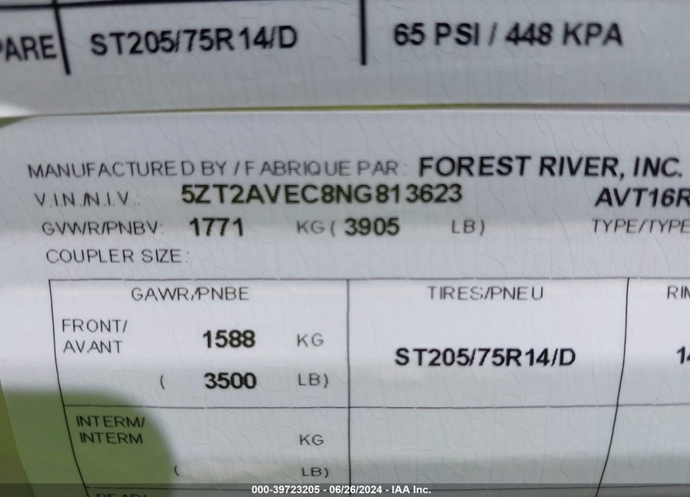 2022 ADVENTURE OTHER VIN: 5ZT2AVEC8NG813623