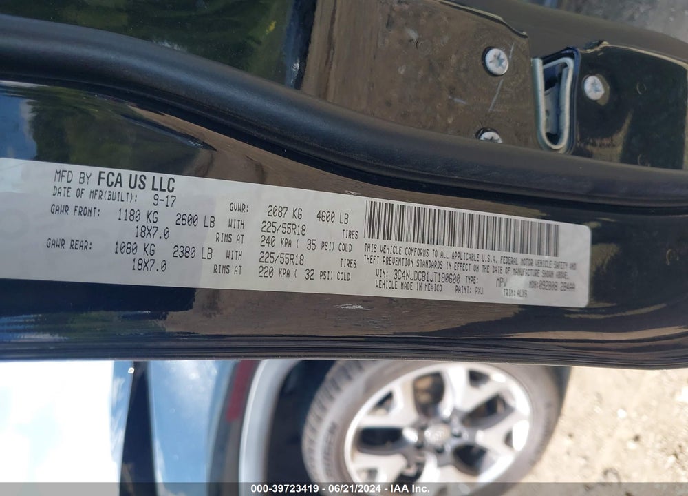 2018 JEEP COMPASS LIMITED 4X4 VIN: 3C4NJDCB1JT190600