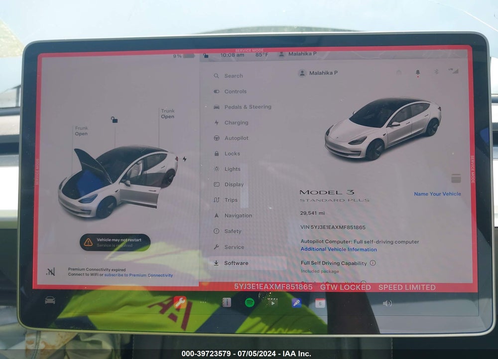2021 TESLA MODEL 3 STANDARD RANGE PLUS REAR-WHEEL DRIVE VIN: 5YJ3E1EAXMF851865
