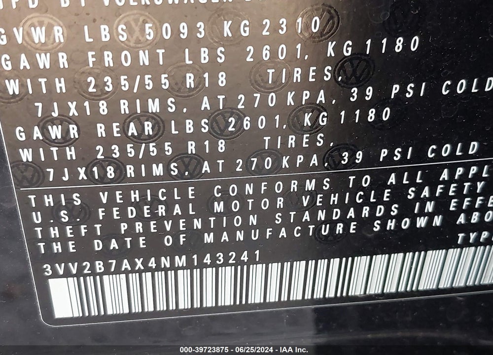 2022 VOLKSWAGEN TIGUAN 2.0T SE VIN: 3VV2B7AX4NM143241