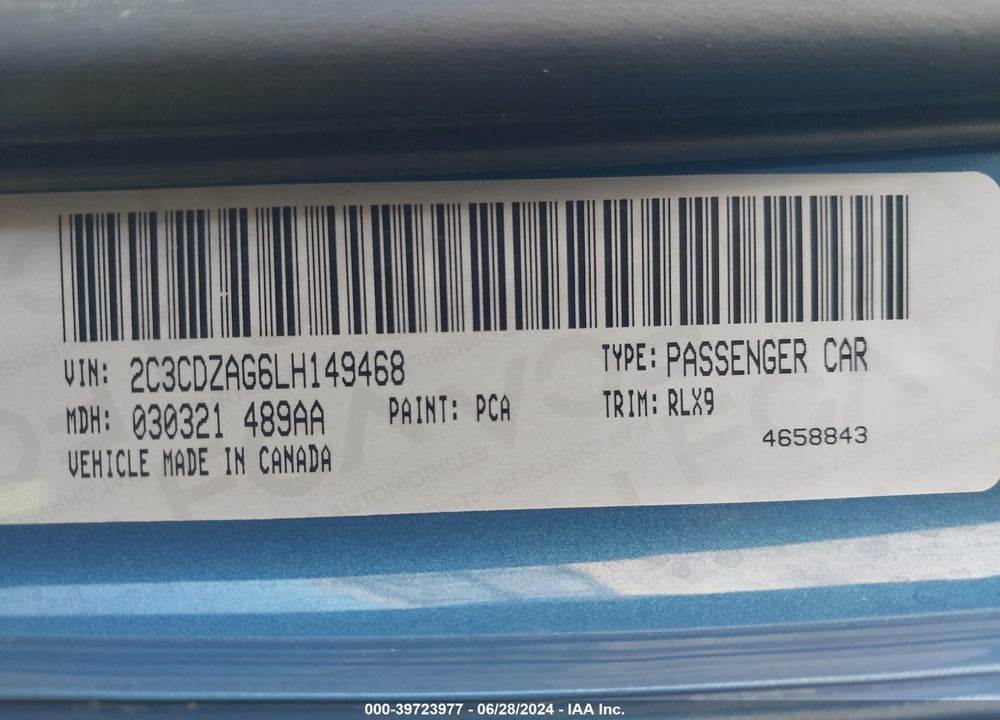 2020 DODGE CHALLENGER SXT VIN: 2C3CDZAG6LH149468
