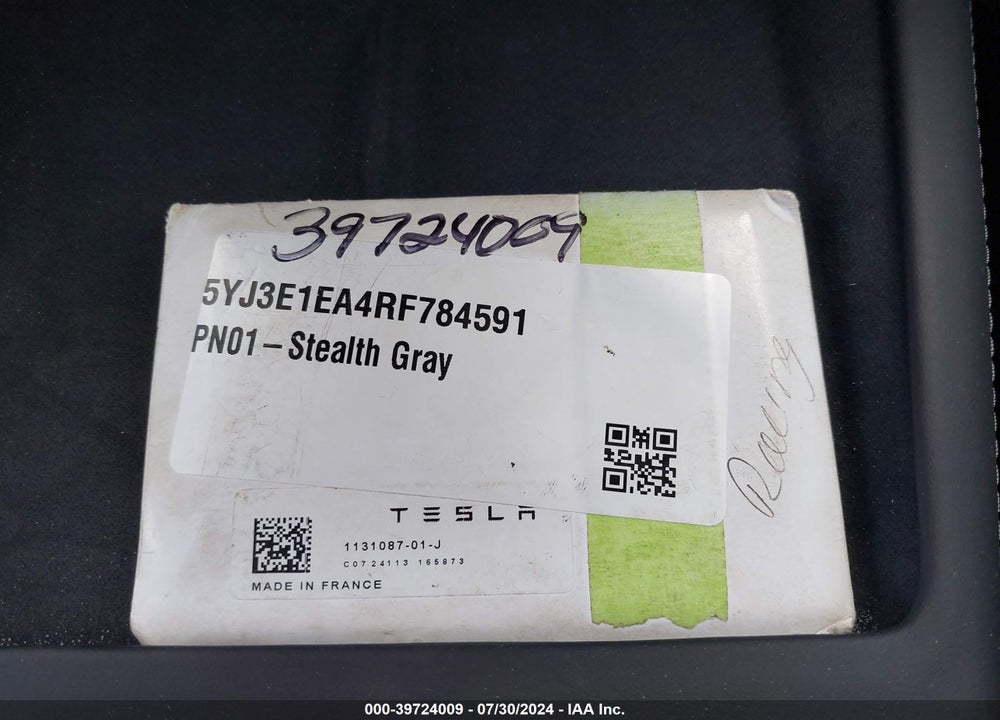 2024 TESLA MODEL 3 REAR-WHEEL DRIVE VIN: 5YJ3E1EA4RF784591