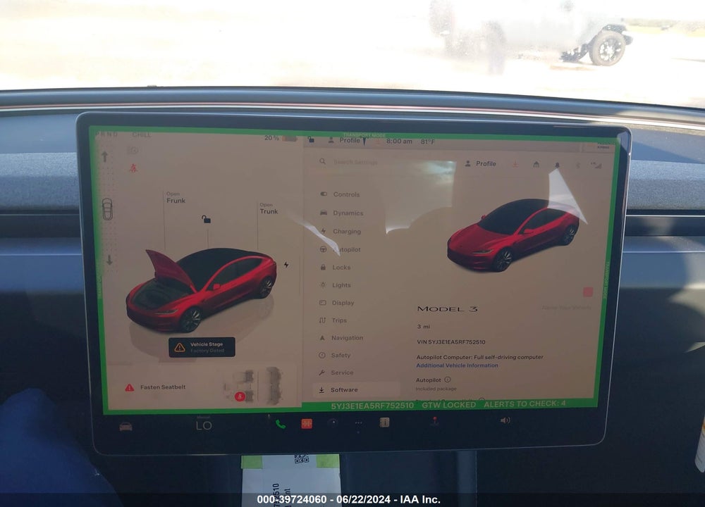 2024 TESLA MODEL 3 REAR-WHEEL DRIVE VIN: 5YJ3E1EA5RF752510