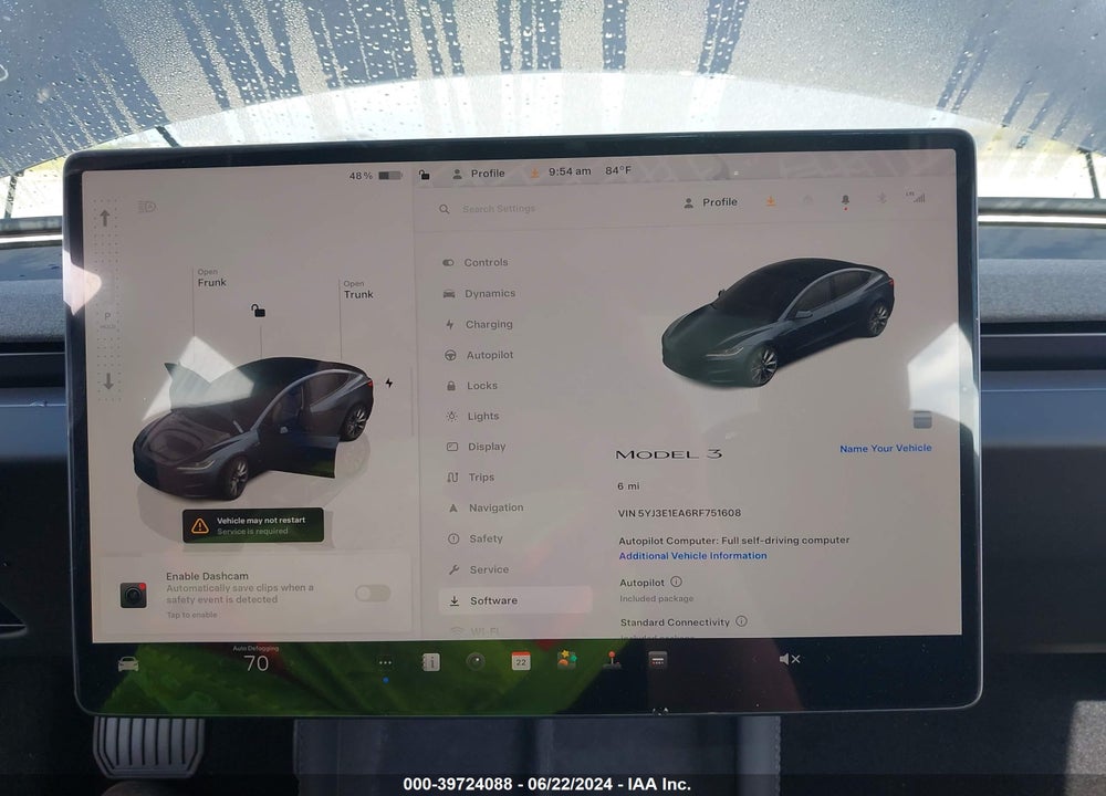 2024 TESLA MODEL 3 REAR-WHEEL DRIVE VIN: 5YJ3E1EA6RF751608