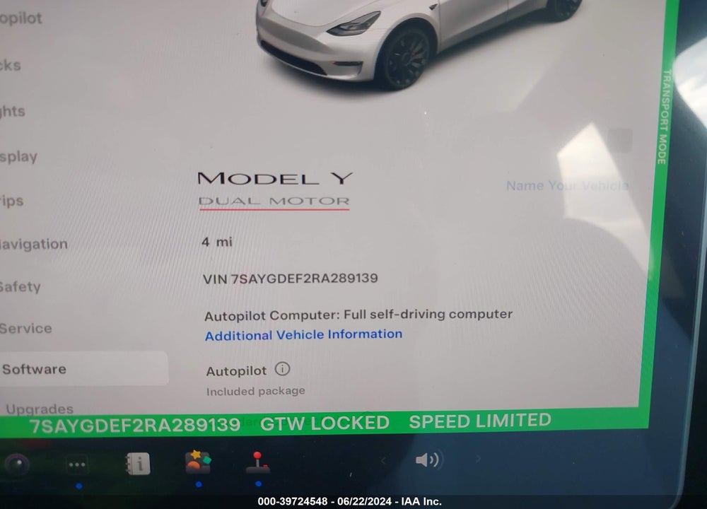2024 TESLA MODEL Y PERFORMANCE DUAL MOTOR ALL-WHEEL DRIVE VIN: 7SAYGDEF2RA289139