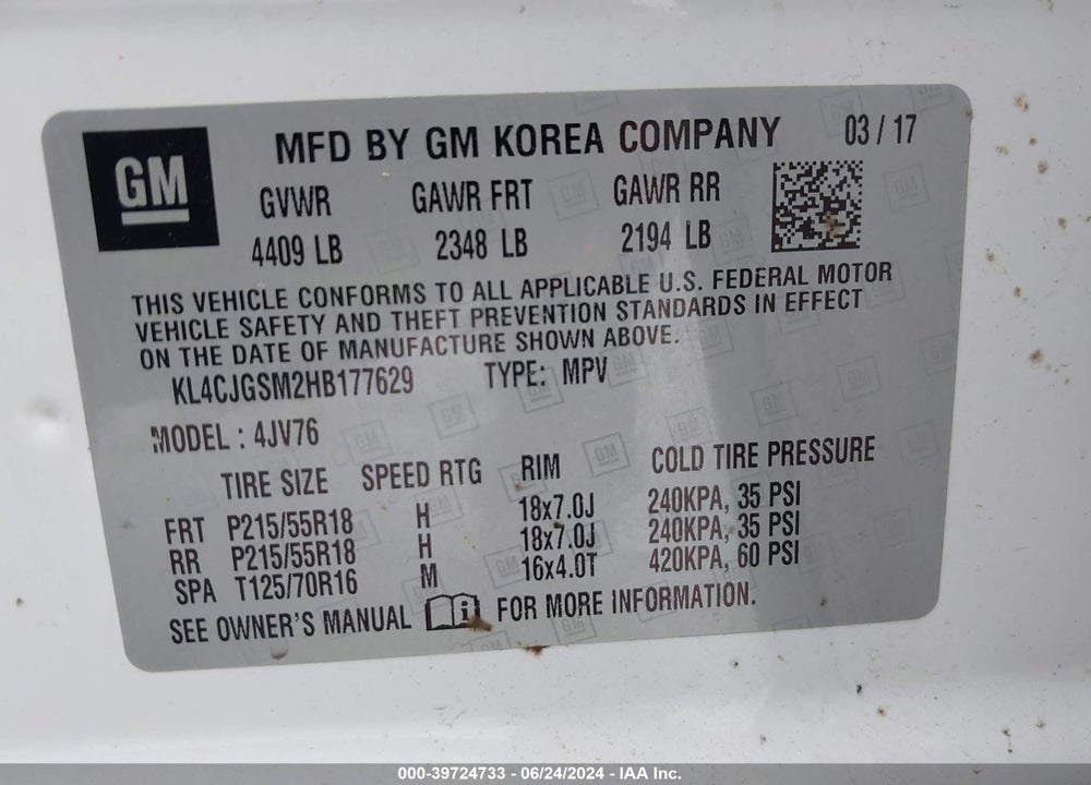 2017 BUICK ENCORE ESSENCE VIN: KL4CJGSM2HB177629