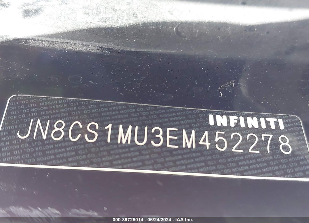 2014 INFINITI QX70 VIN: JN8CS1MU3EM452278