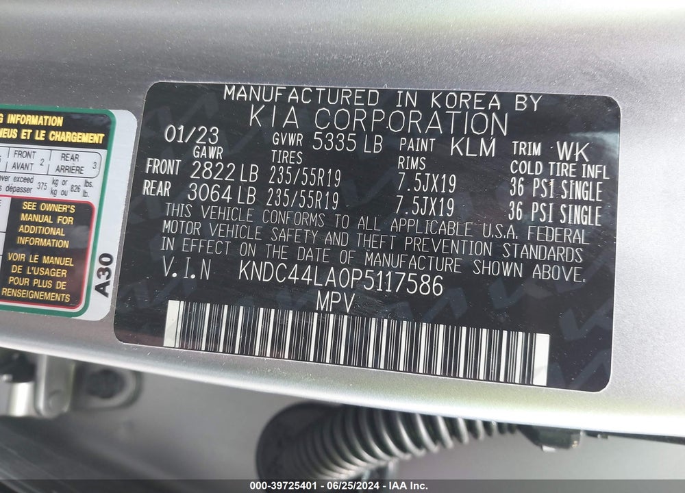 2023 KIA EV6 GT LINE VIN: KNDC44LA0P5117586