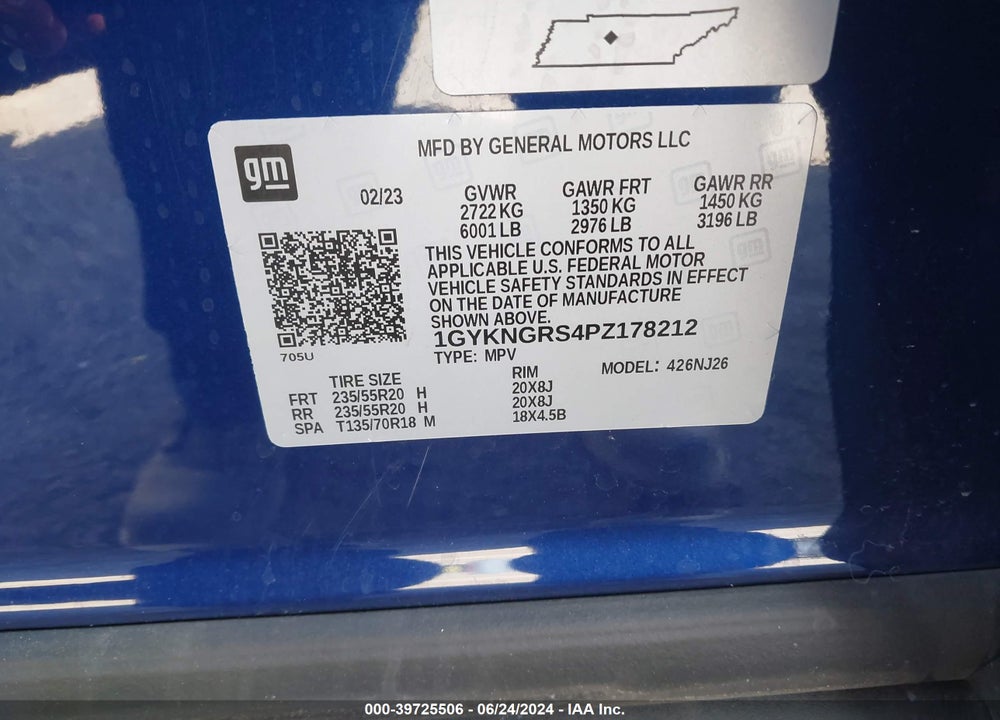 2023 CADILLAC XT5 AWD SPORT VIN: 1GYKNGRS4PZ178212
