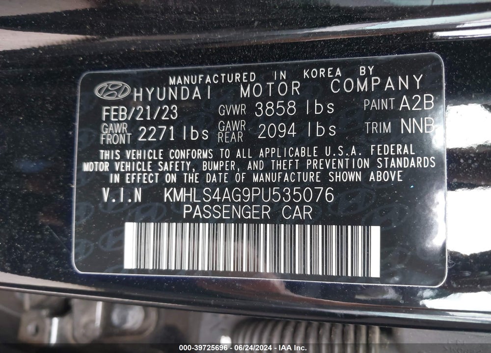 2023 HYUNDAI ELANTRA SEL VIN: KMHLS4AG9PU535076