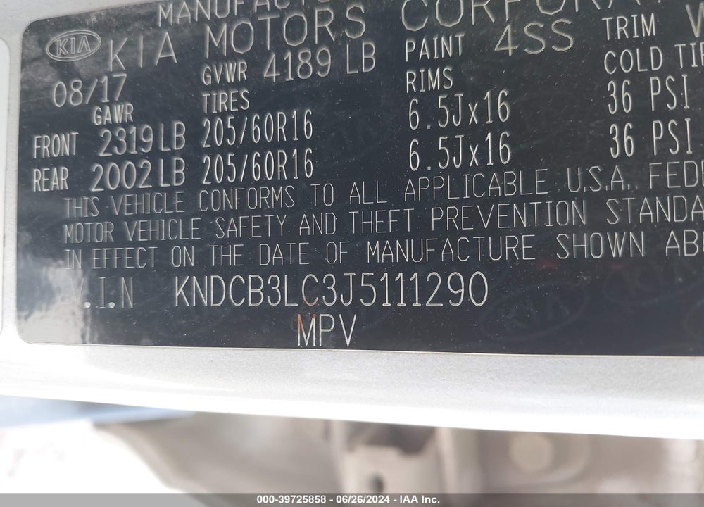 2018 KIA NIRO LX VIN: KNDCB3LC3J5111290