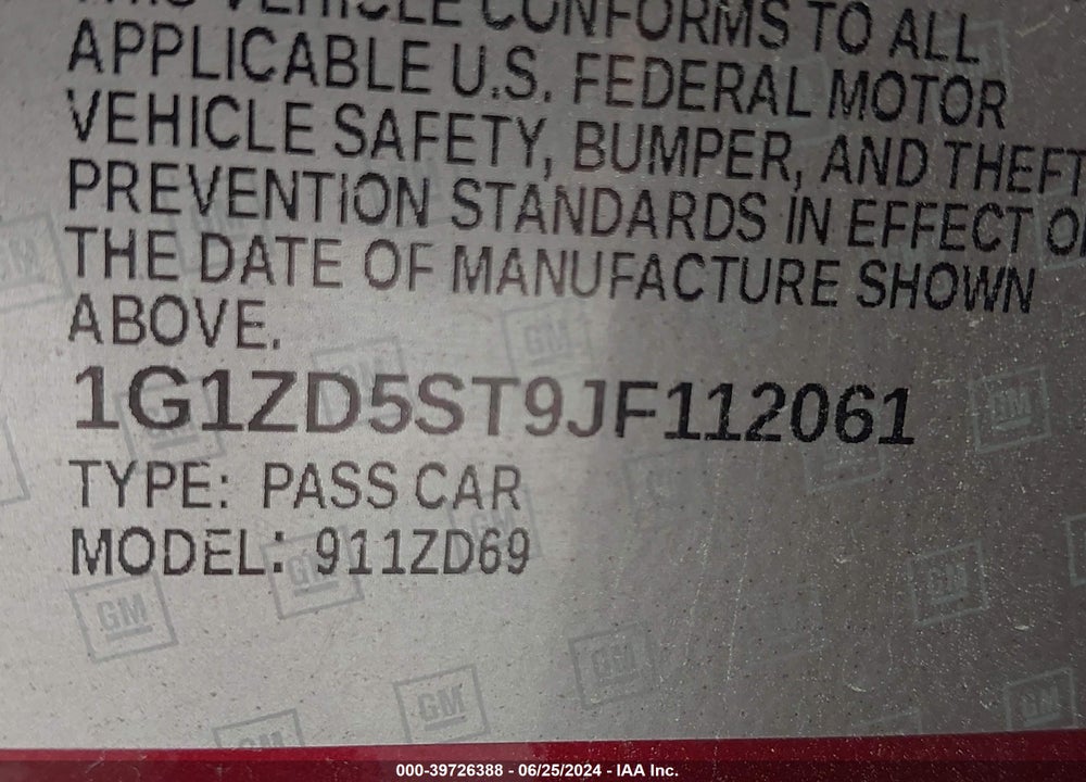2018 CHEVROLET MALIBU LT VIN: 1G1ZD5ST9JF112061