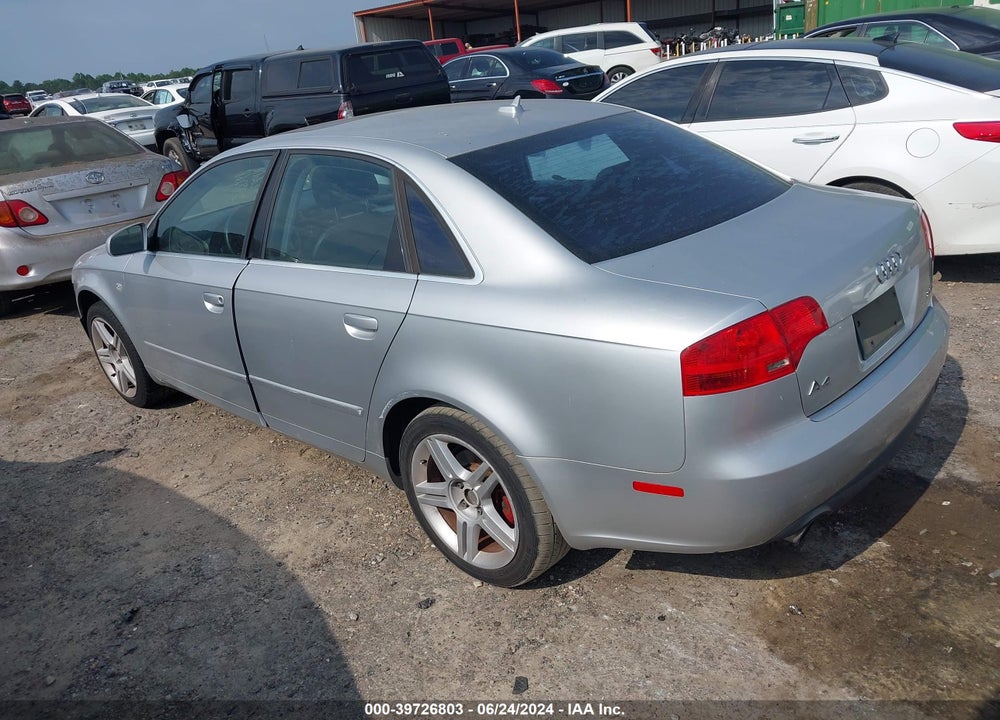 2007 AUDI A4 2.0T VIN: WAUAF78E57A236222
