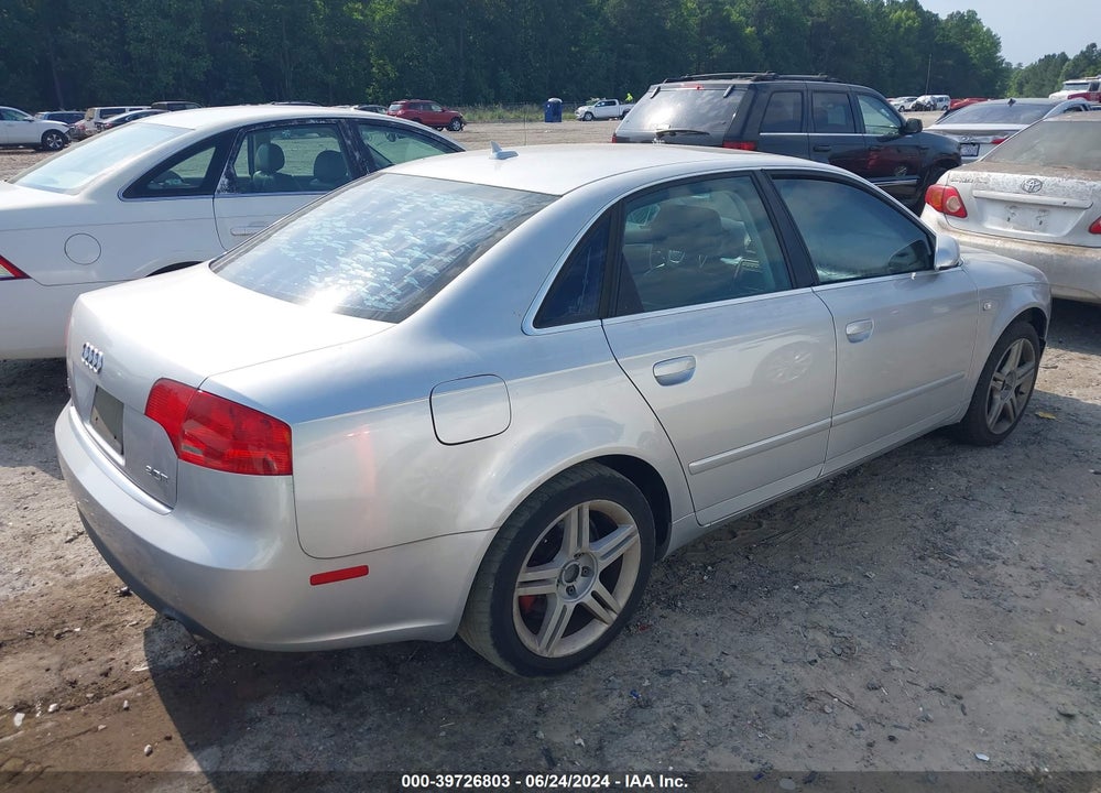 2007 AUDI A4 2.0T VIN: WAUAF78E57A236222