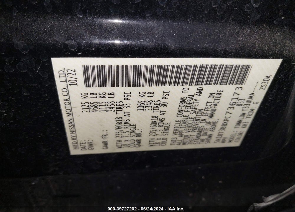2023 NISSAN ROGUE SV INTELLIGENT AWD VIN: 5N1BT3BBXPC736173