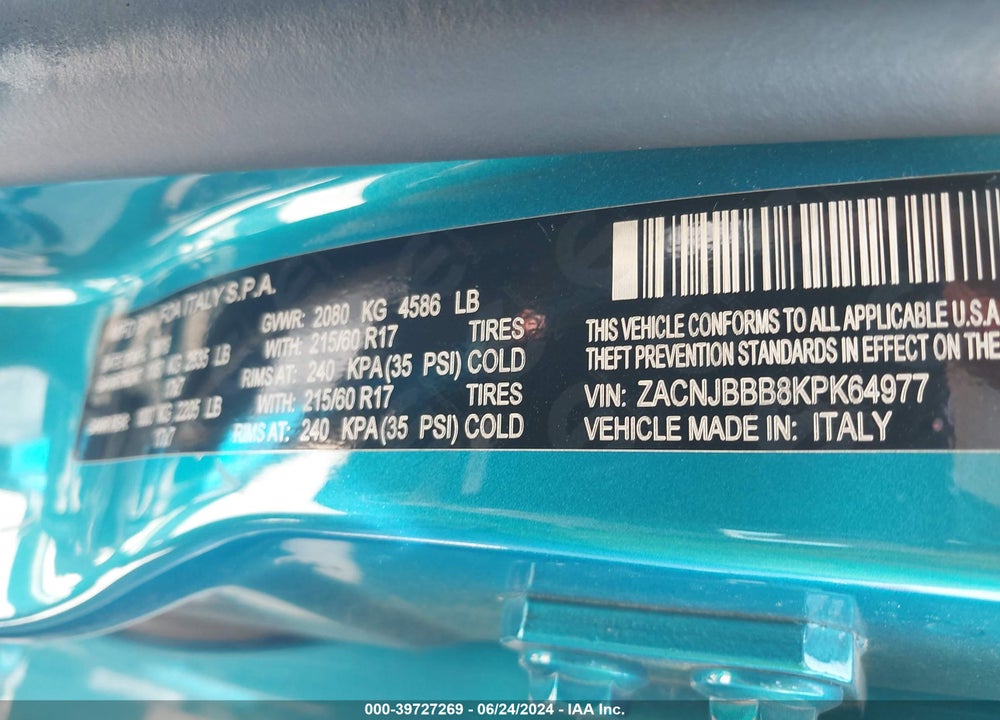 2019 JEEP RENEGADE LATITUDE 4X4 VIN: ZACNJBBB8KPK64977
