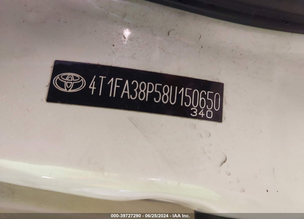 2008 TOYOTA CAMRY SOLARA SLE VIN: 4T1FA38P58U150650