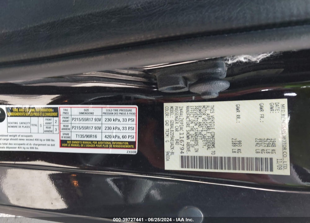 2010 NISSAN ALTIMA 2.5 S VIN: 1N4AL2EP1AC116794