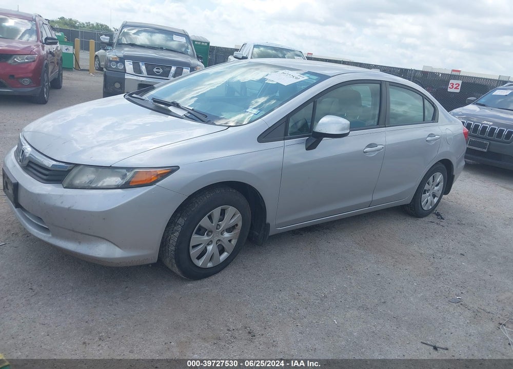 2012 HONDA CIVIC LX VIN: 19XFB2F52CE073109