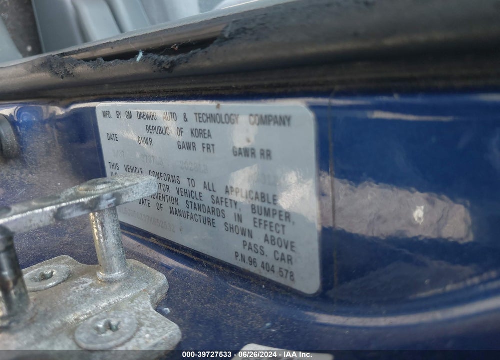 2007 SUZUKI FORENZA CONVENIENCE VIN: KL5JD56Z37K652532