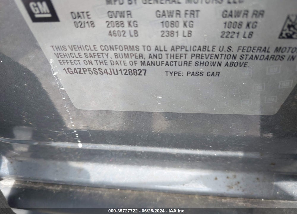 2018 BUICK LACROSSE ESSENCE VIN: 1G4ZP5SS4JU128827