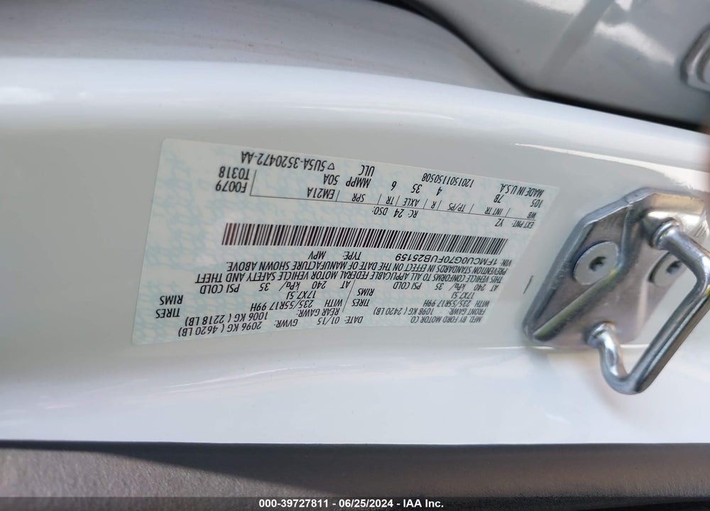 2015 FORD ESCAPE SE VIN: 1FMCU0G70FUB25159
