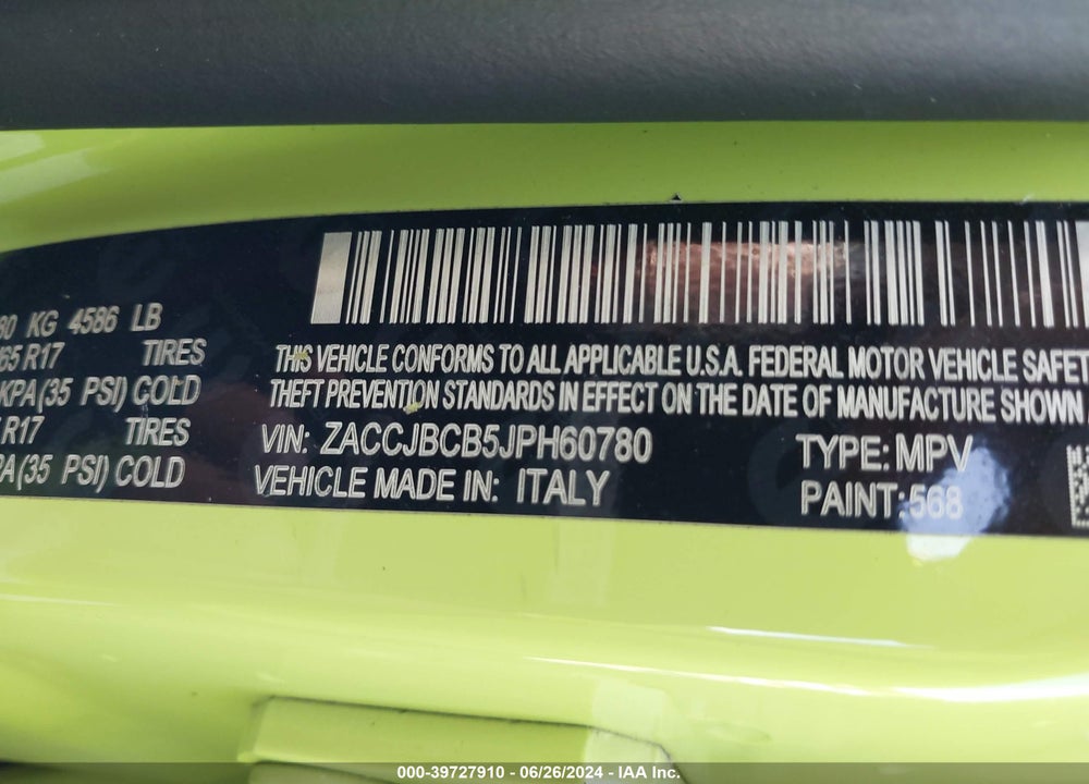 2018 JEEP RENEGADE TRAILHAWK 4X4 VIN: ZACCJBCB5JPH60780