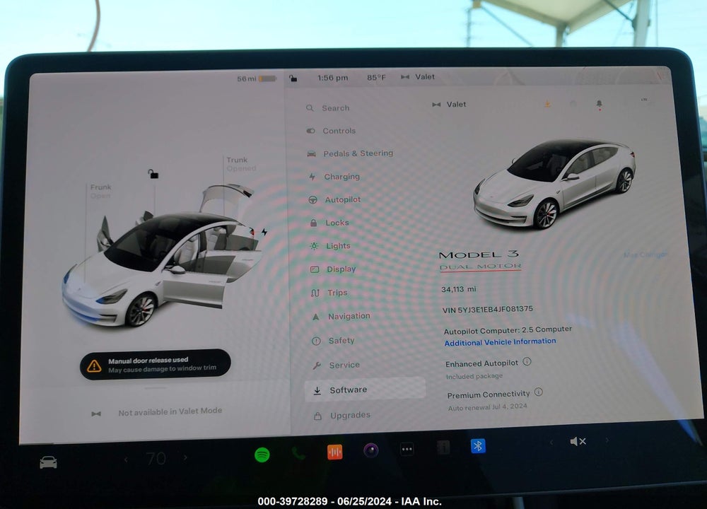 2018 TESLA MODEL 3 LONG RANGE/PERFORMANCE VIN: 5YJ3E1EB4JF081375