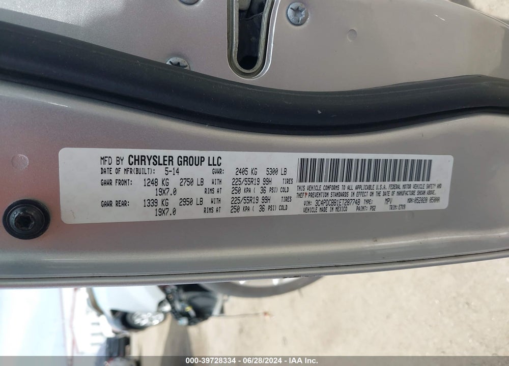 2014 DODGE JOURNEY SXT VIN: 3C4PDCBB1ET287748