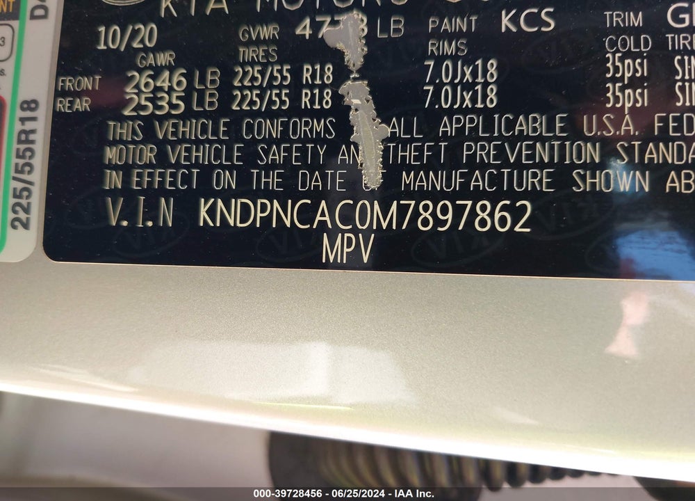 2021 KIA SPORTAGE EX VIN: KNDPNCAC0M7897862